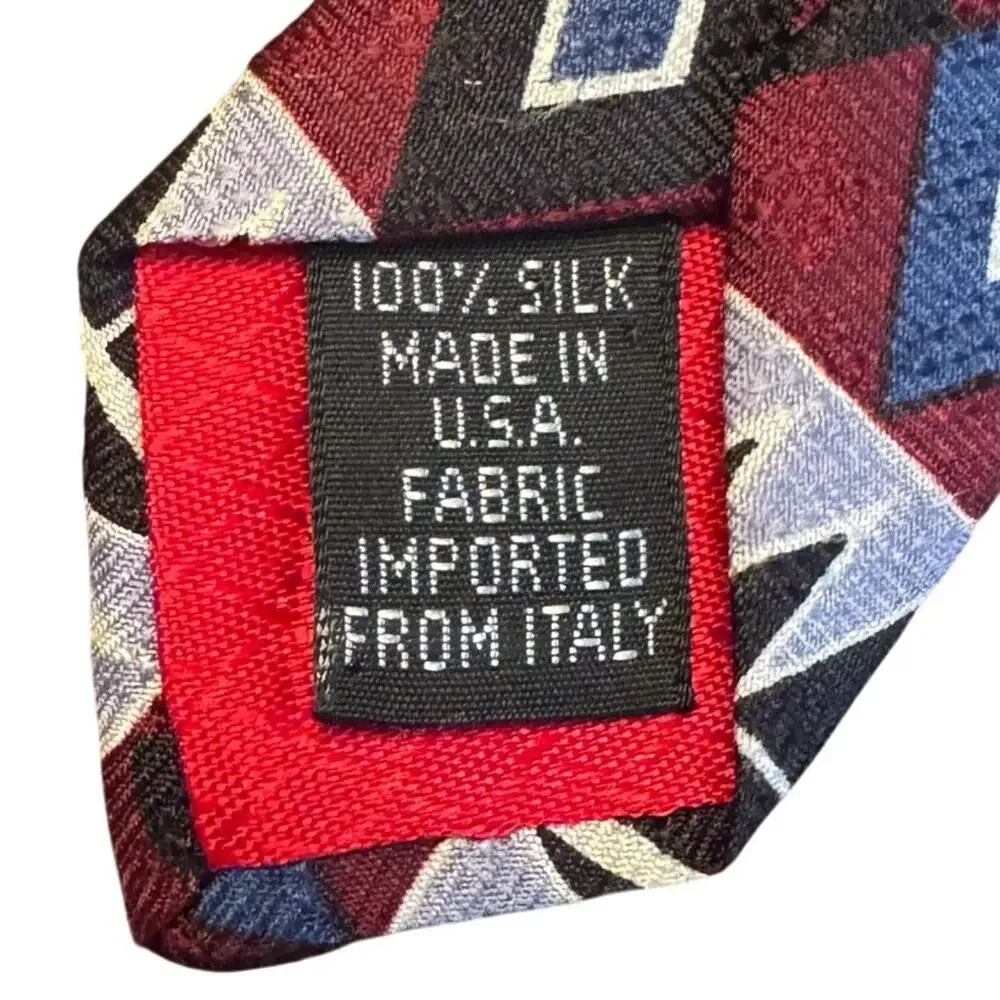 Zianetti Italian Silk Collection Men's Multicolor Geometric Foulard Necktie Tie